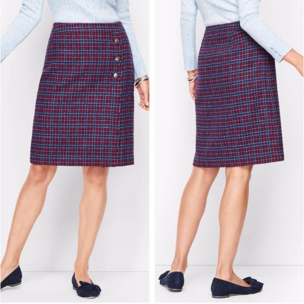 NWOT Talbots Plaid Pencil Skirt Scallop Detail